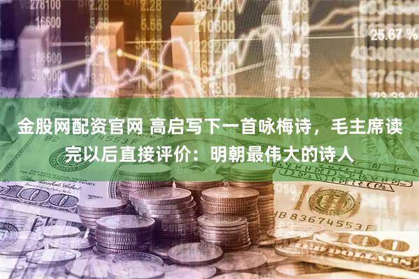 金股网配资官网 高启写下一首咏梅诗,毛主席读完以后直接评价:明朝最伟大的诗人